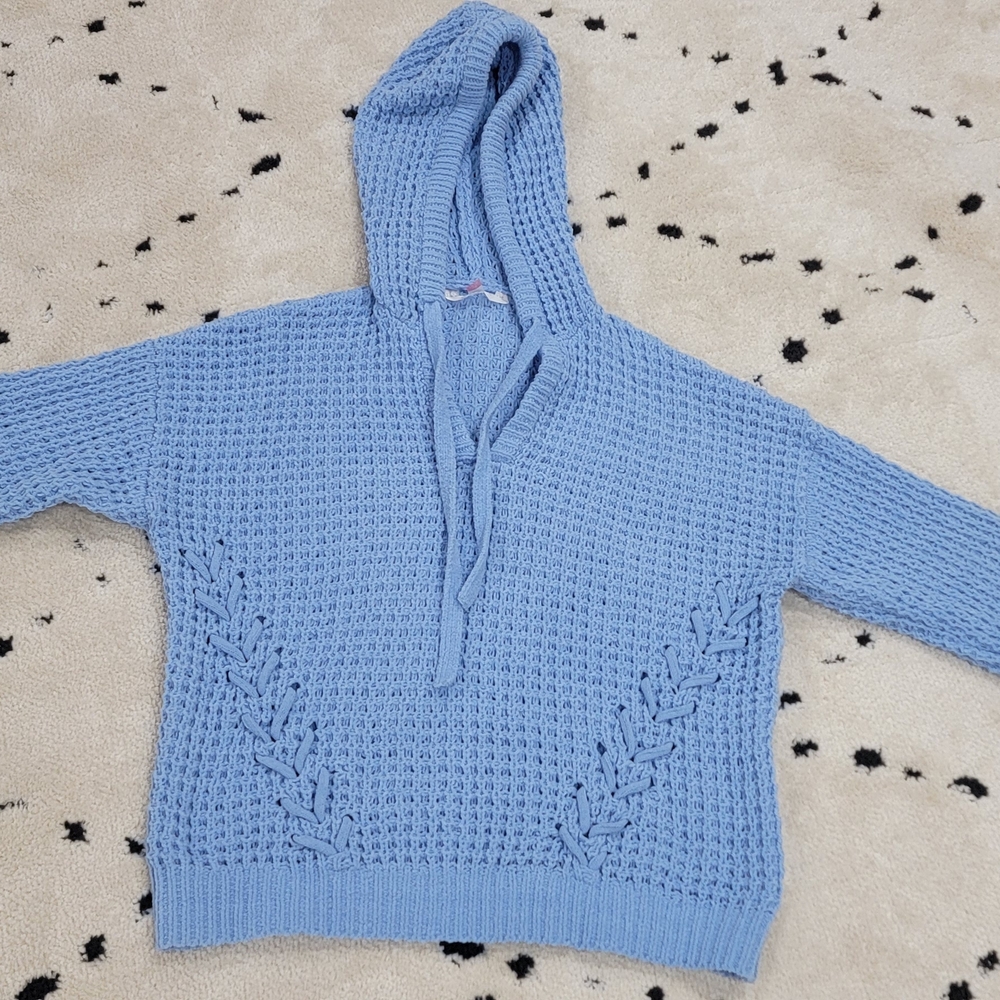 No Boundaries Sky Blue Knit Hoodie Sweater